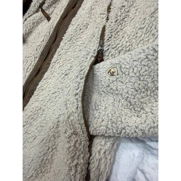KUHL Flight Jacket Polar Fleece Fuzzy Zip Up Oatmeal beige size Large - Picture 4 of 15
